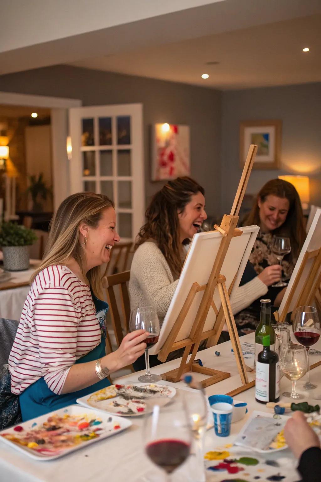 A creative and unwinding wine and canvas night for Galentine's Day.