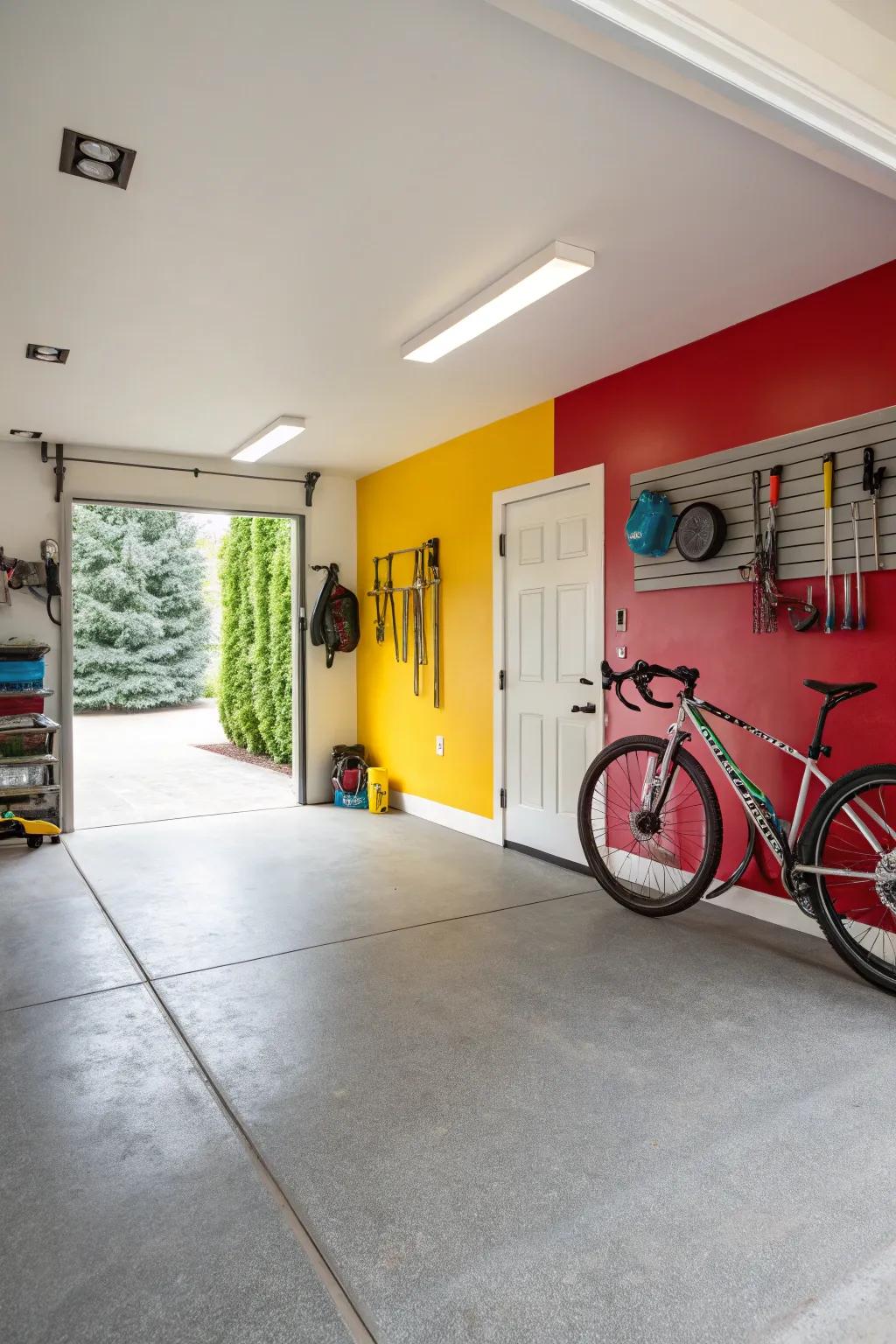 Bold paint colors can transform garage walls into a focal point.
