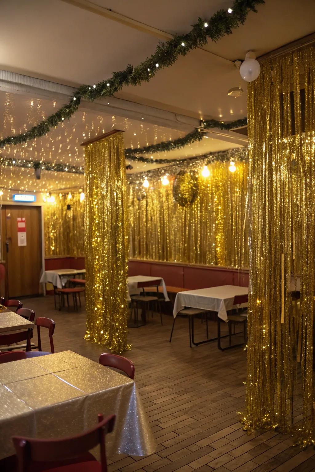 Gleaming foil brings a celebratory energy to any party space.