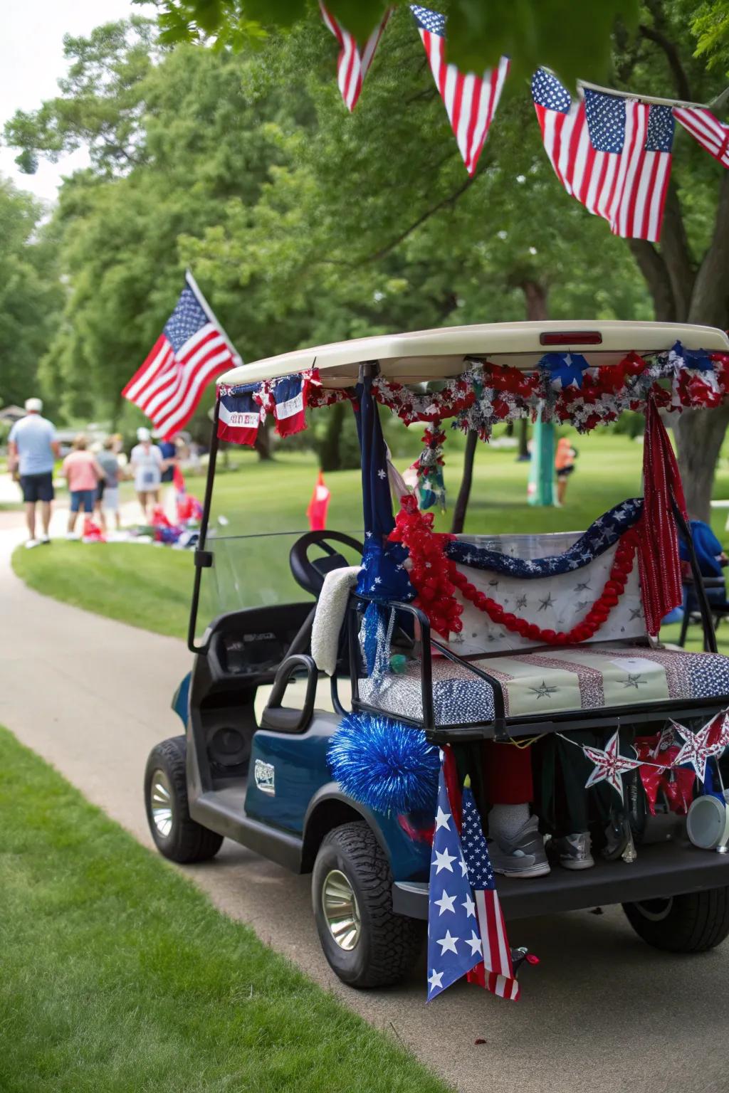 Celebrate national pride with a patriotic-themed golf cart.