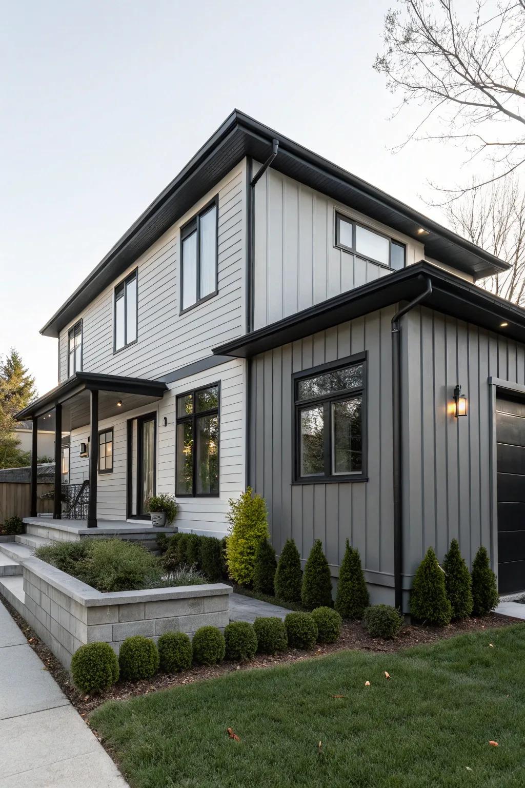 Grey with ebony trim offers a polished and modern visual.