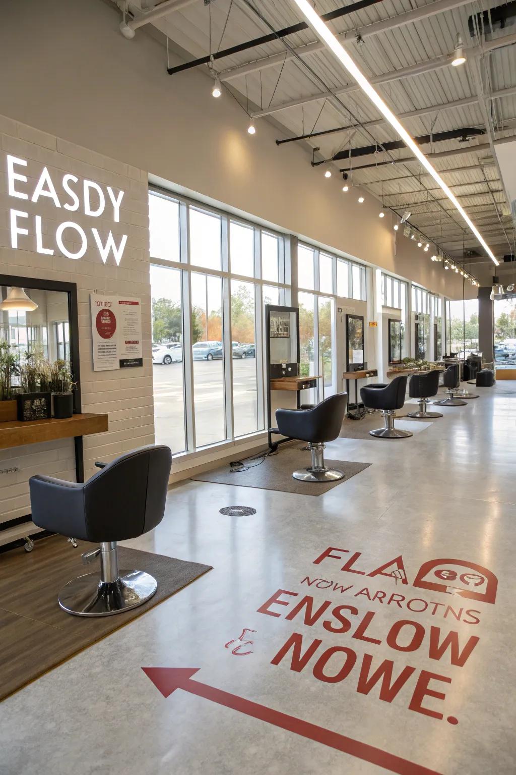 Open spaces lend your salon an airy, welcoming aura.