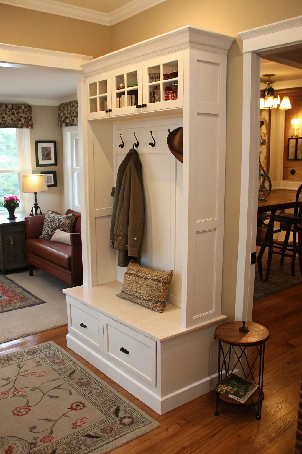 Make use of every inch with a corner hall tree.