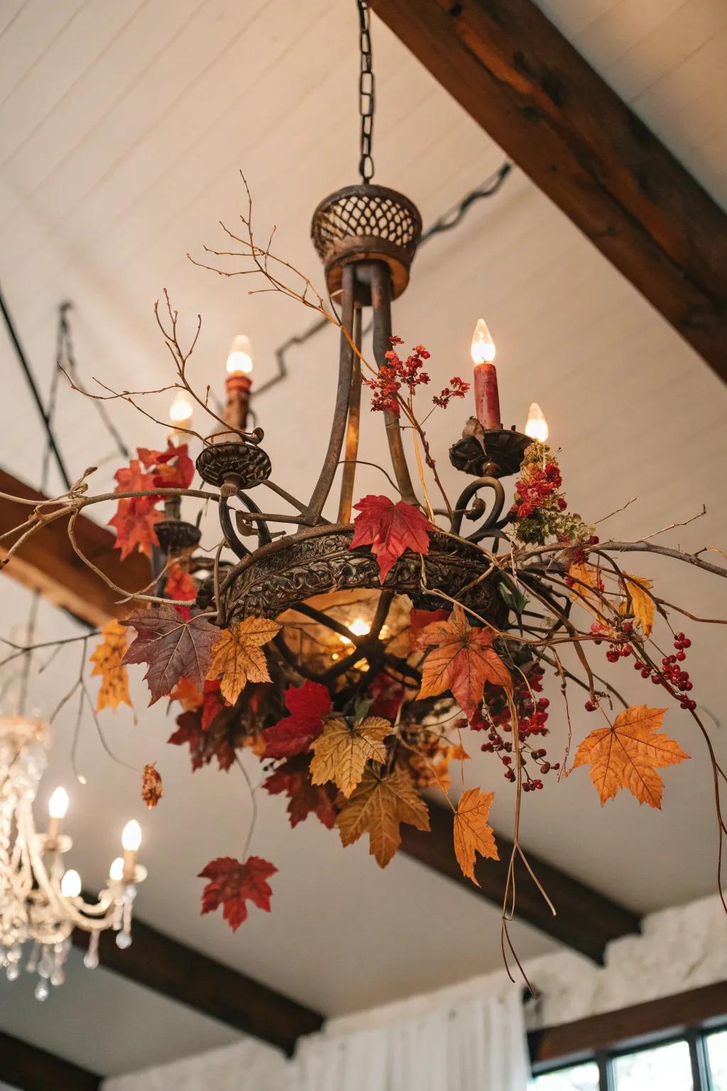 Branches and leaves add a natural touch to Halloween decorations.