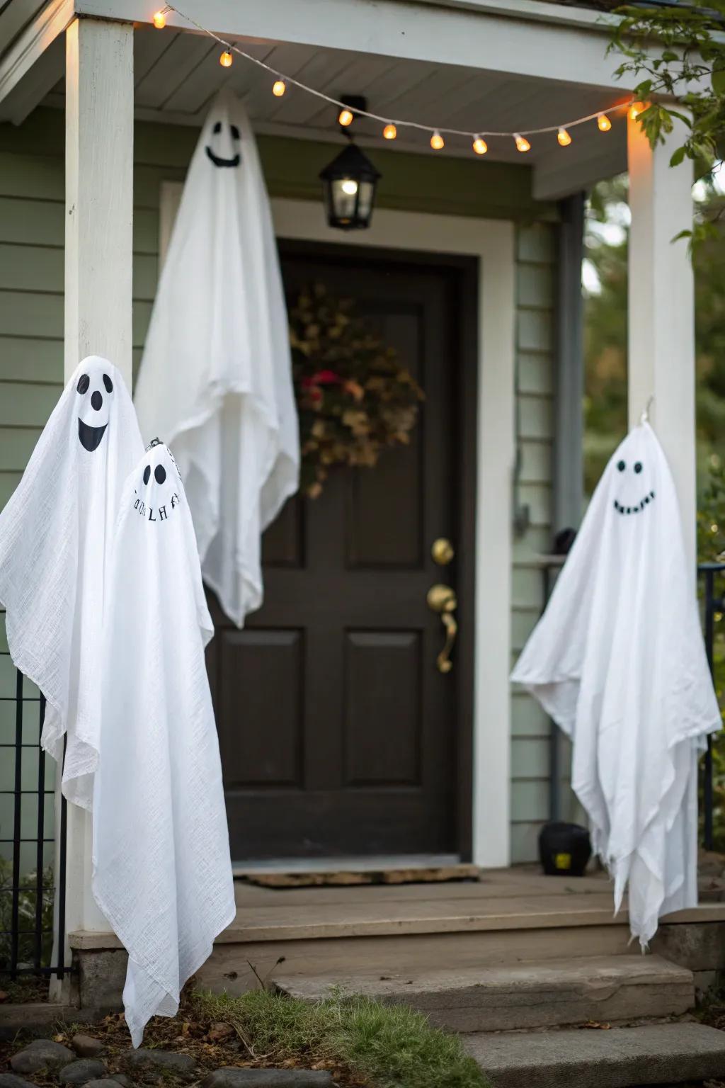 Friendly spectral figures append a whimsical highlight to your All Hallows’ Eve decor.