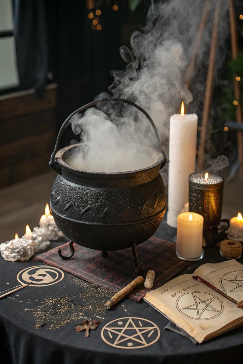 A witch's cauldron infuses an air of intrigue and enchantment.