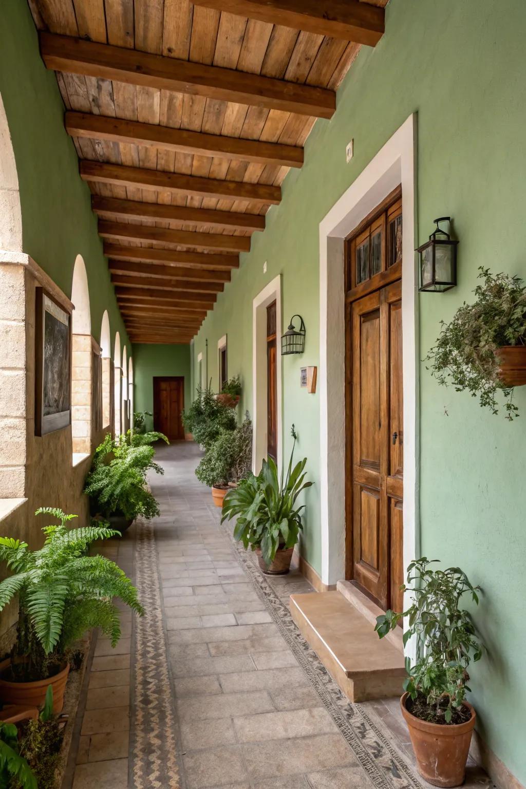 Organic hues cultivate a serene and eco-conscious atmosphere.