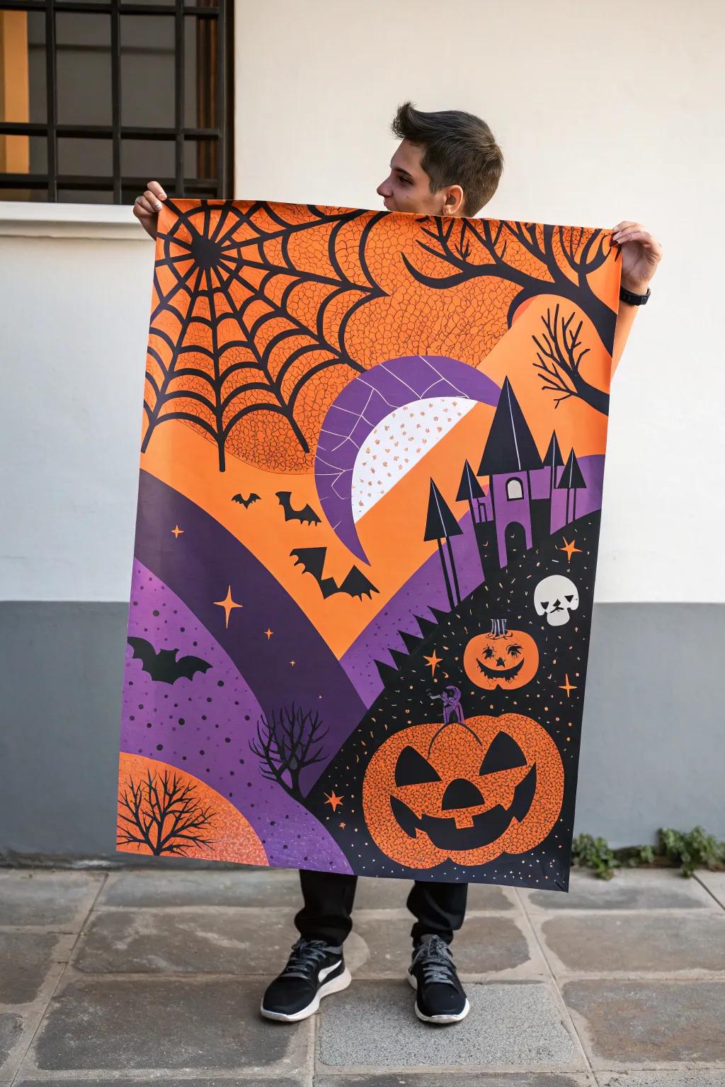 A vibrant color palette poster embodying Halloween spirit.