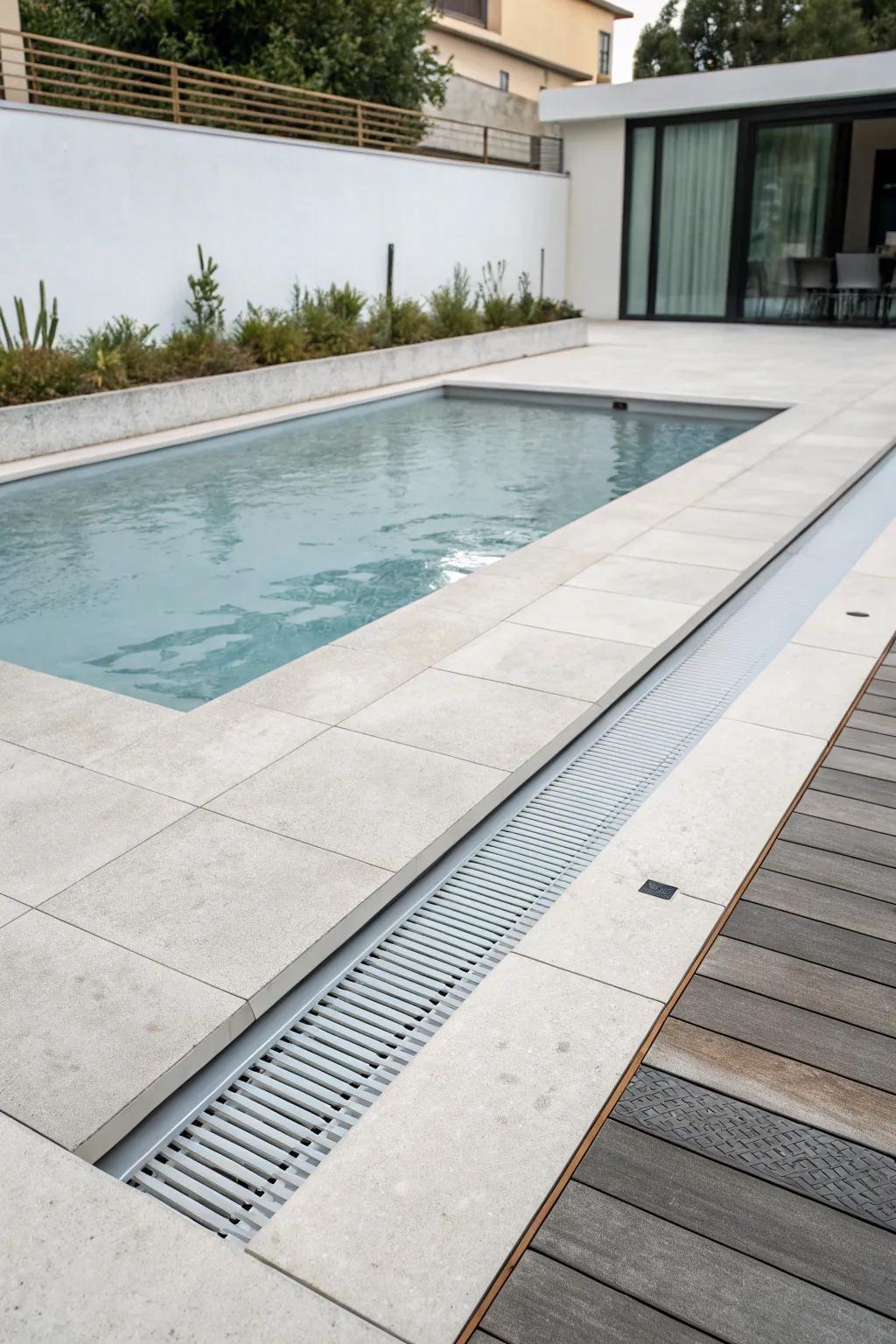 Minimalist slot drains maintain a neat, subtle appearance.