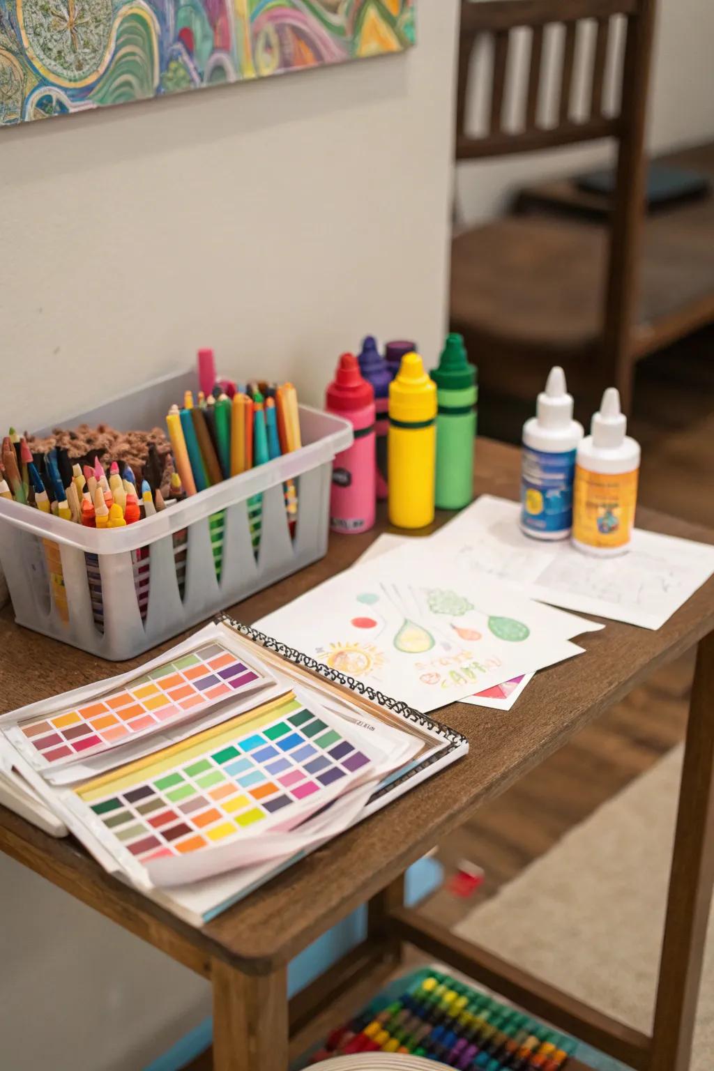 Support creativity with a specific arts and crafts area.