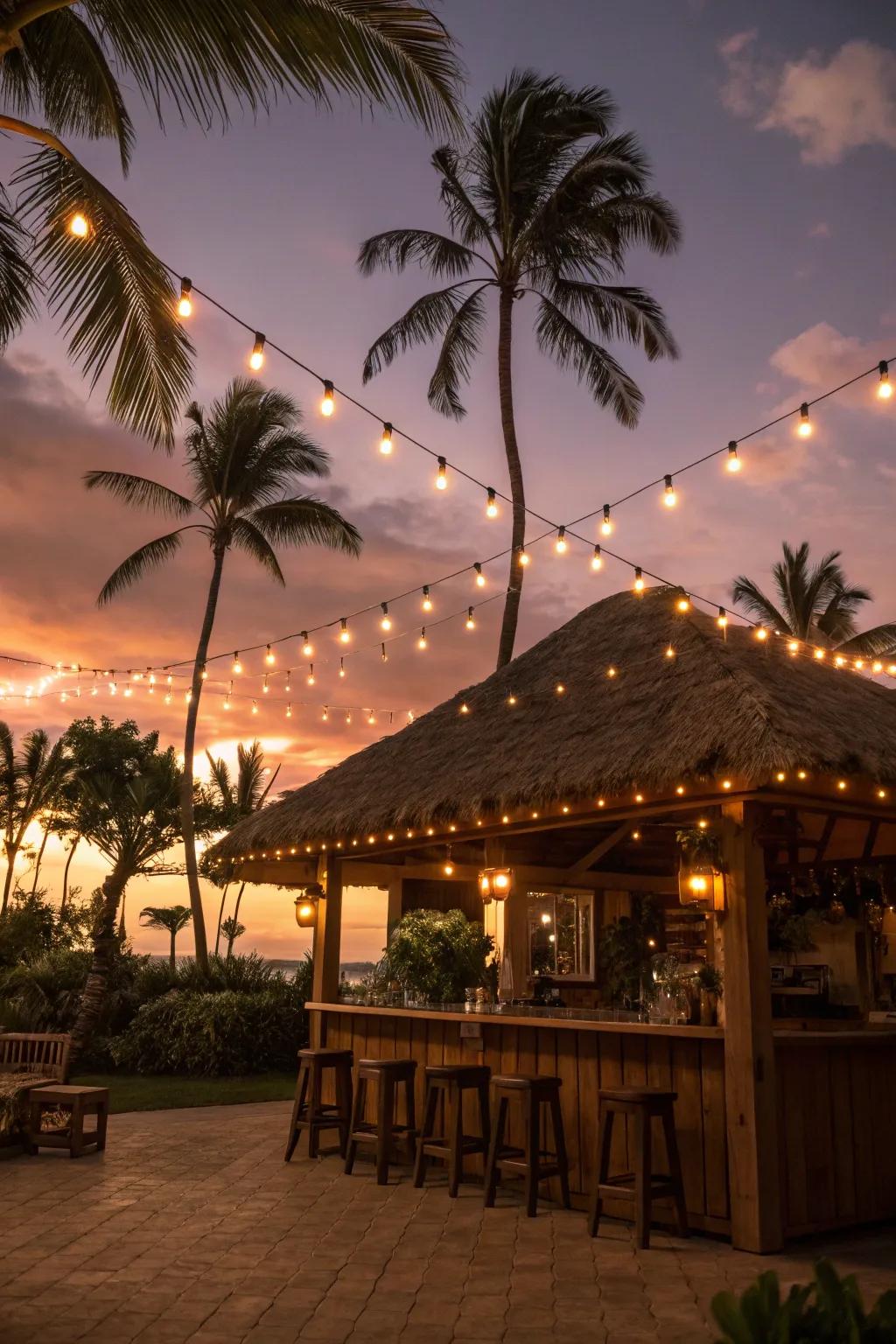 String lights construct a captivating atmosphere.