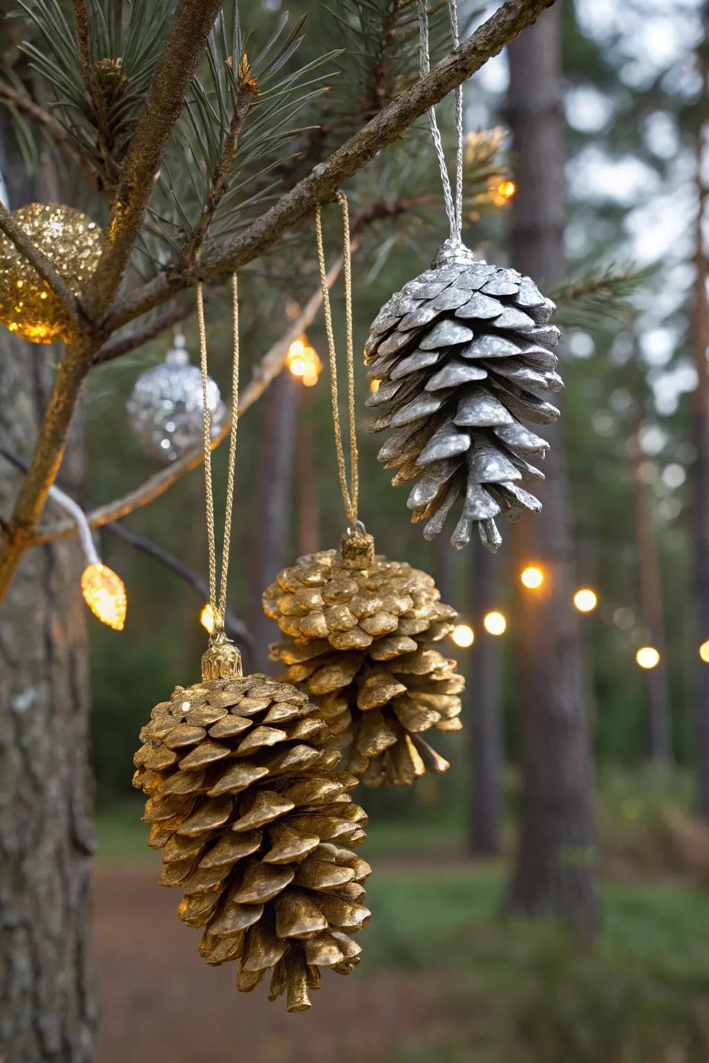 Sophisticated gilded cones appending an element of opulence to the festive aesthetic.