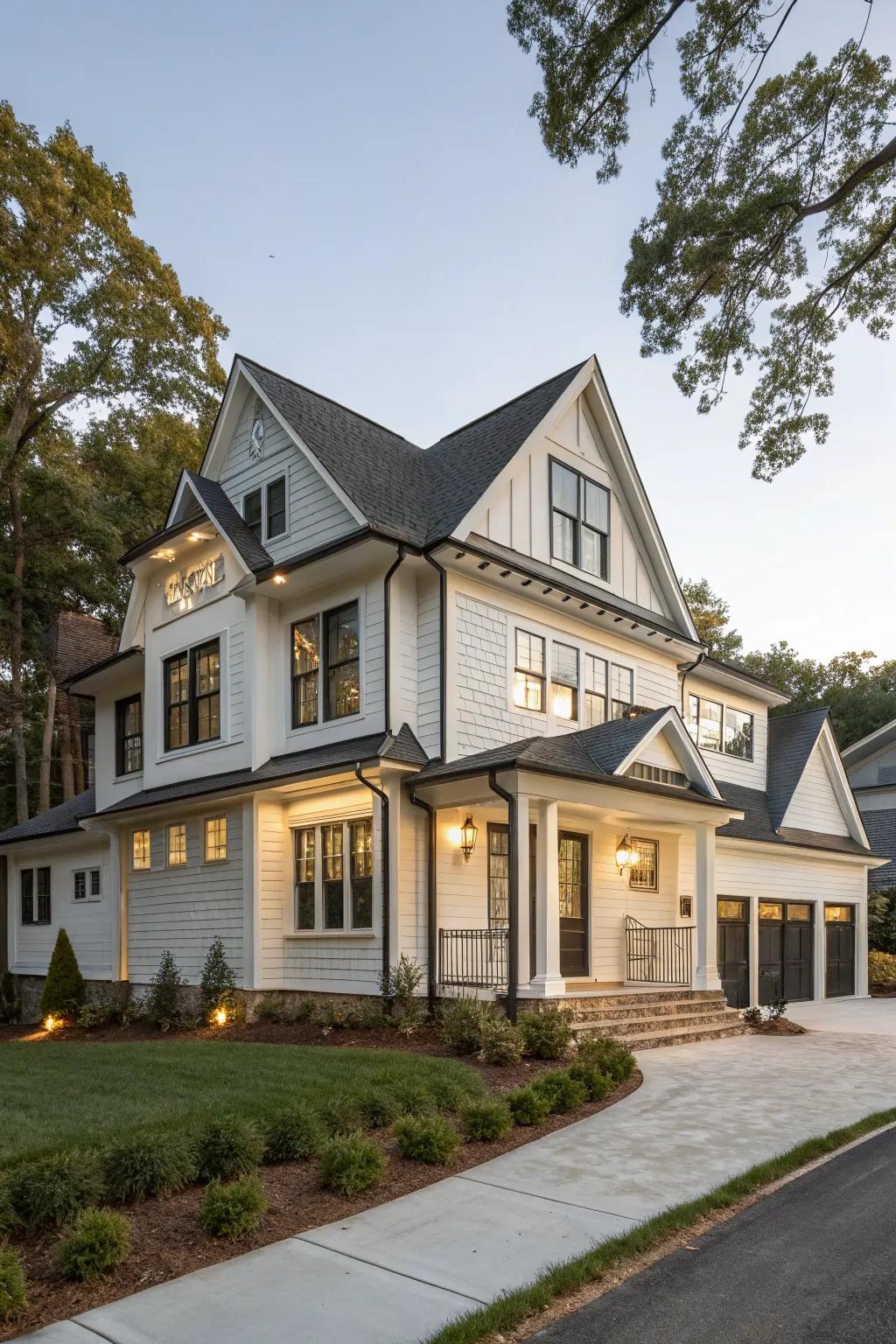 A fusion of traditional and modern trim styles creates a unique look.