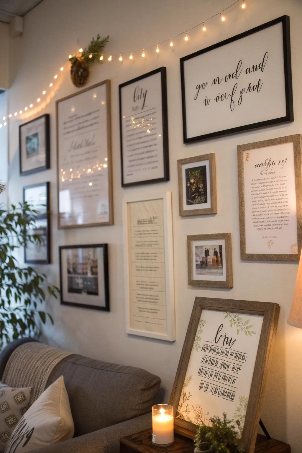 Inspirational quotes enhance the personal touch of poster displays.