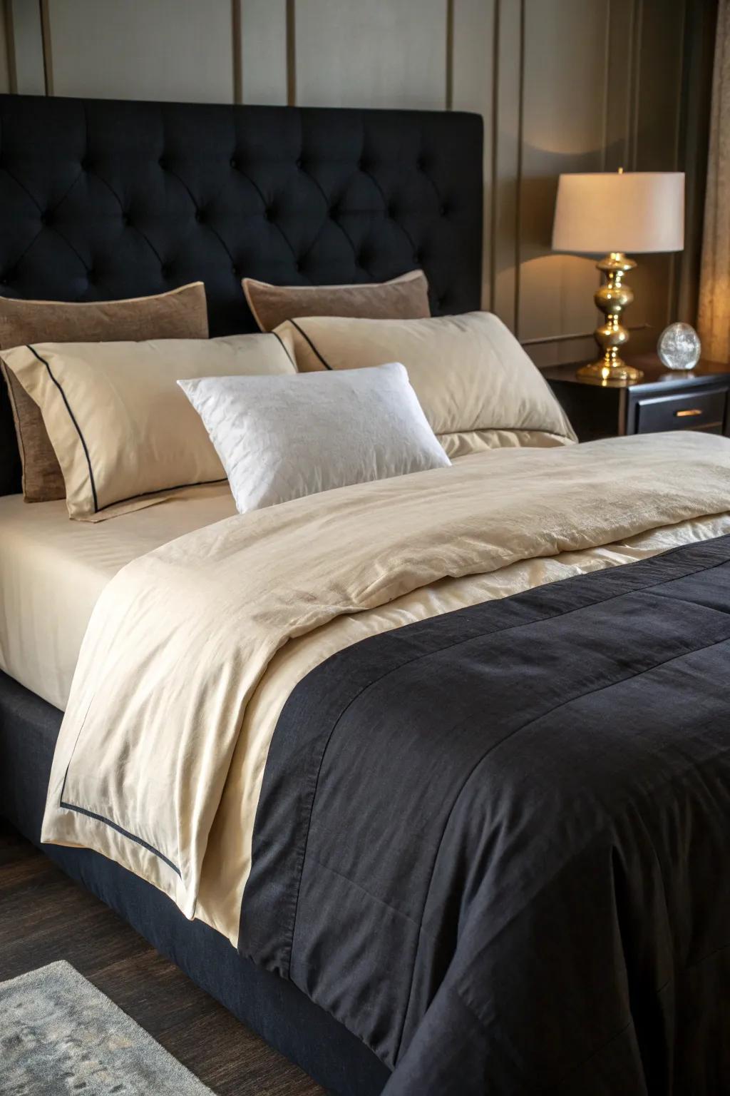 Contrasting colors add a daring statement to your bed.