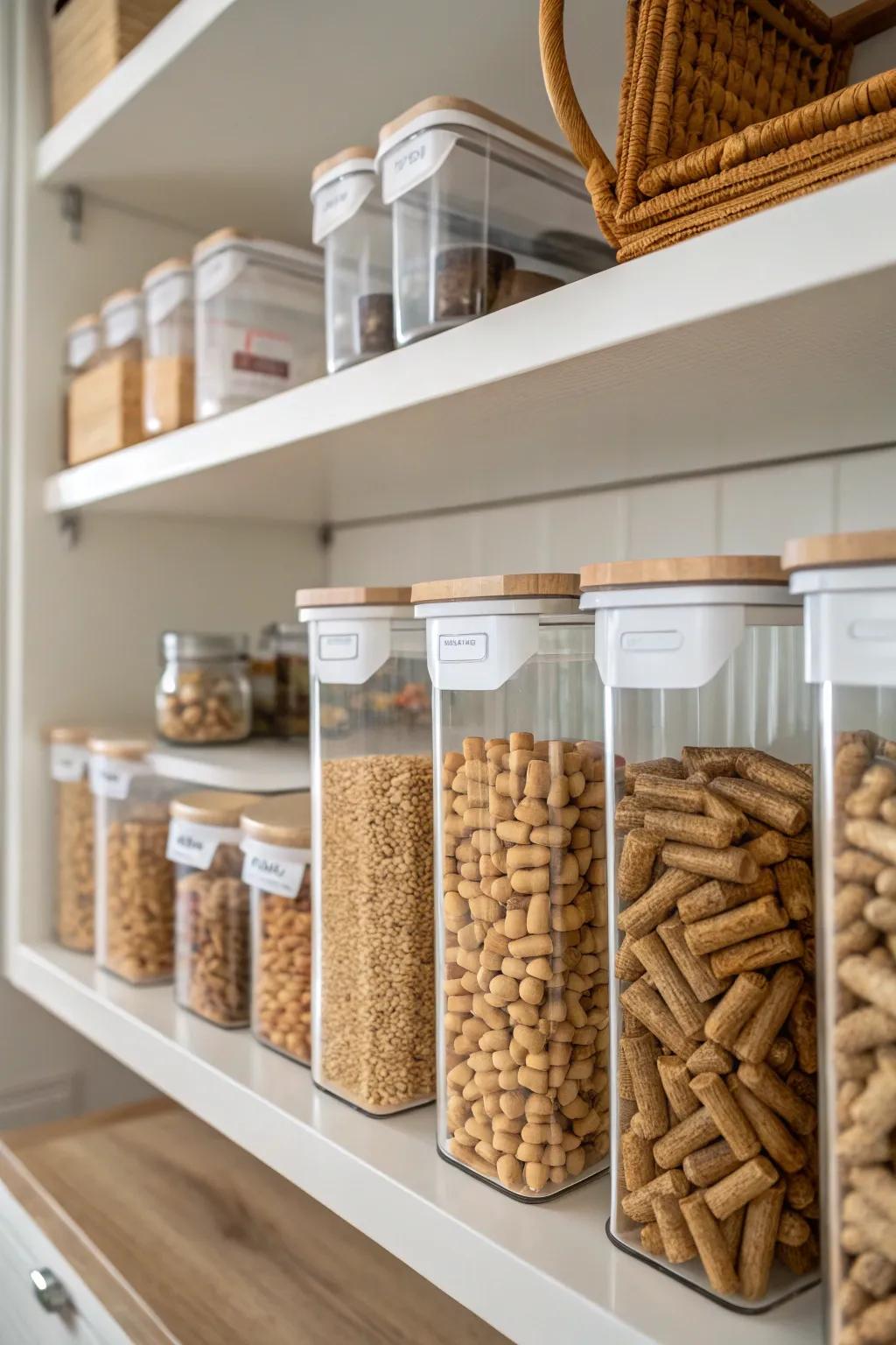See-through holders offer both convenience and style for stockpiling wood pellets indoors.