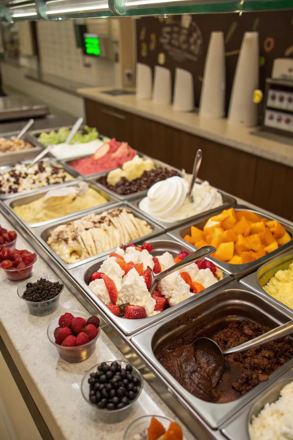 A sundae bar inviting guests to create their own delicious combinations.