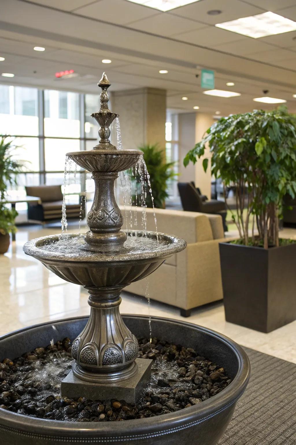 Sculptural cascades are both artistry and aquatic attribute.