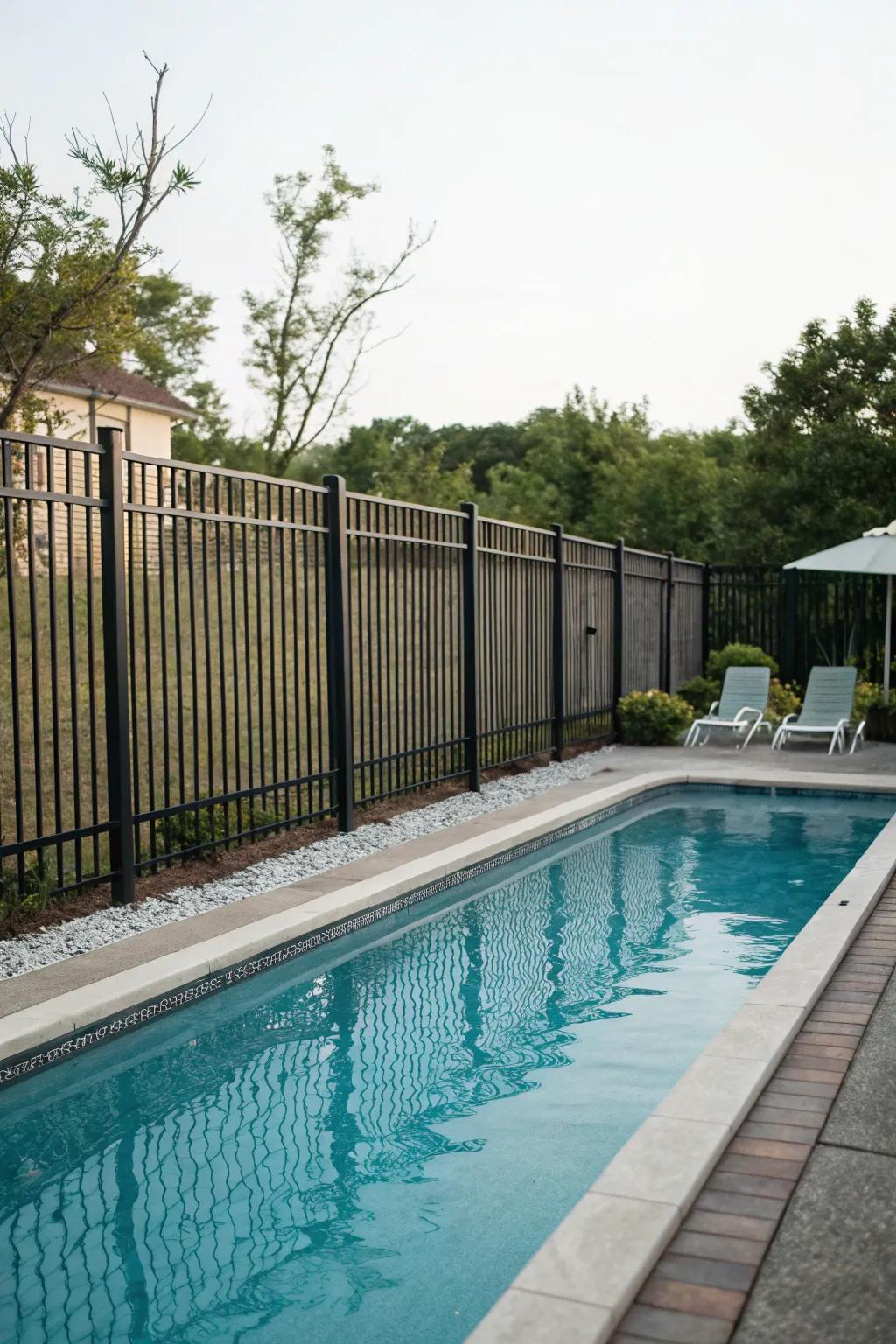 Seclusion perimeters fashion a private and serene pool area.
