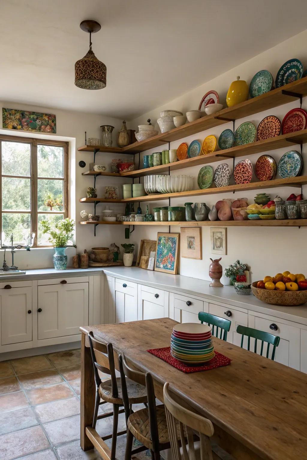 Visible shelving provides both style and practicality.