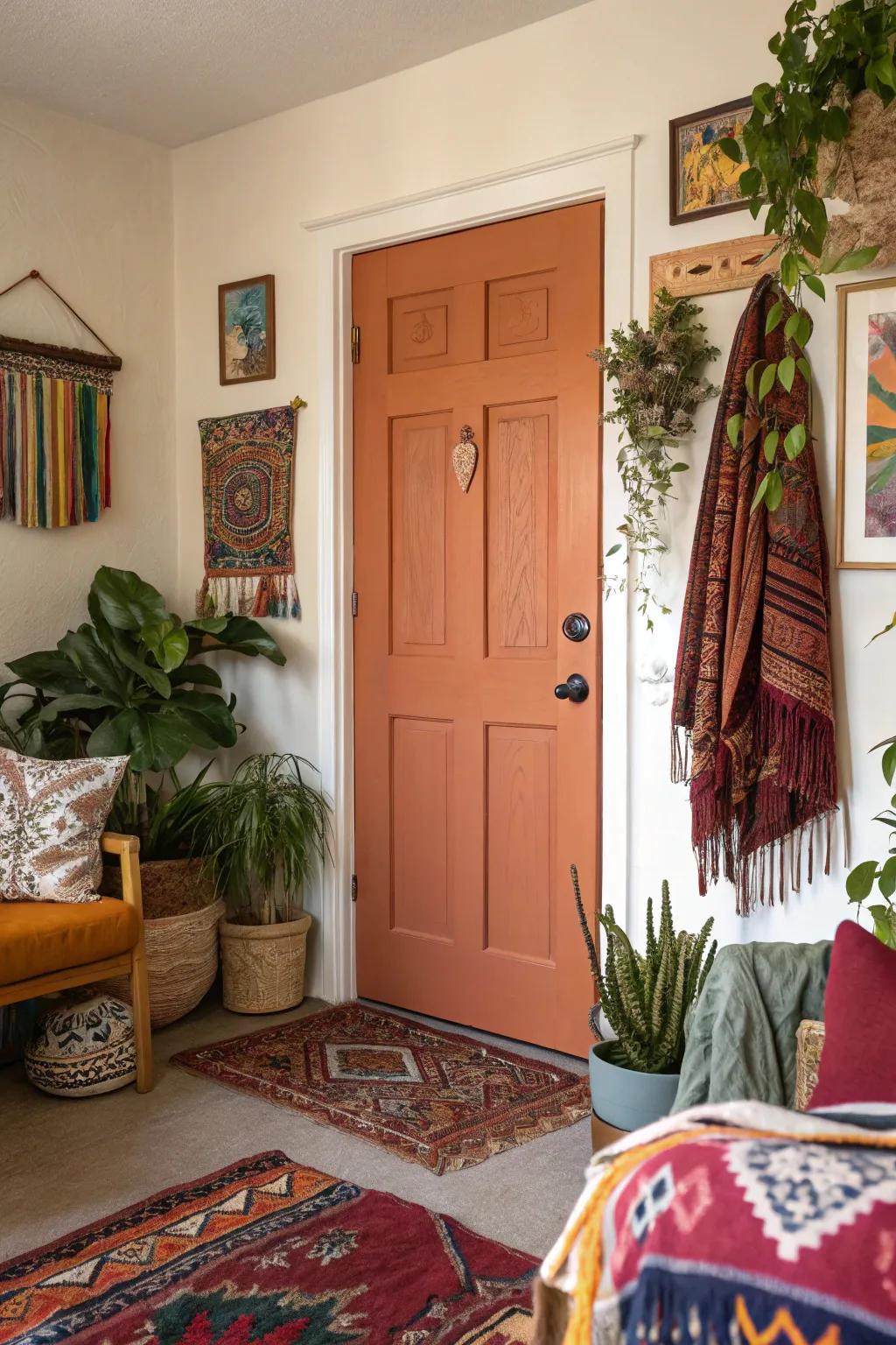 Terracotta doors that emanate coziness and warmth.