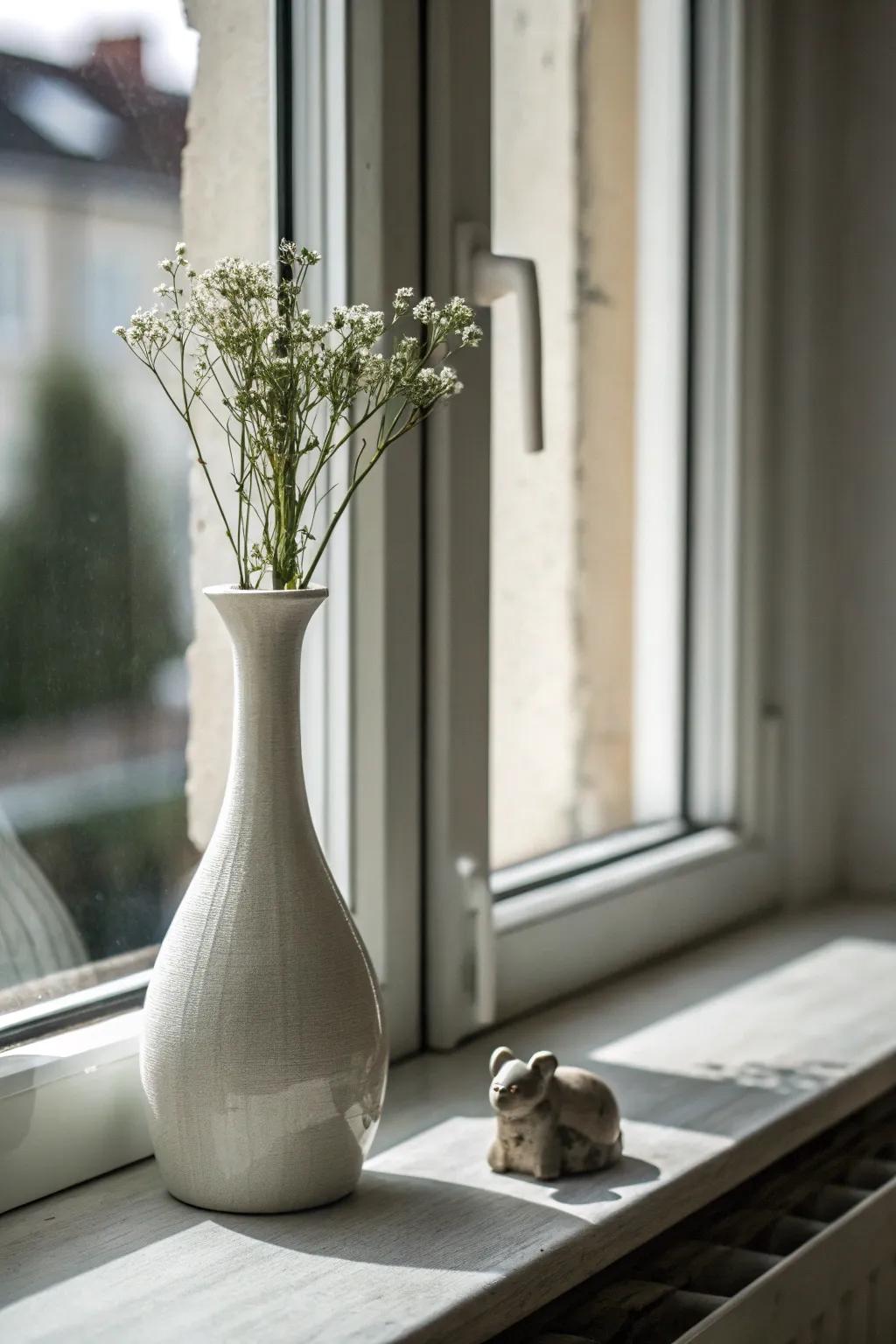 Embrace simplicity with a minimalist approach to window sill decor.