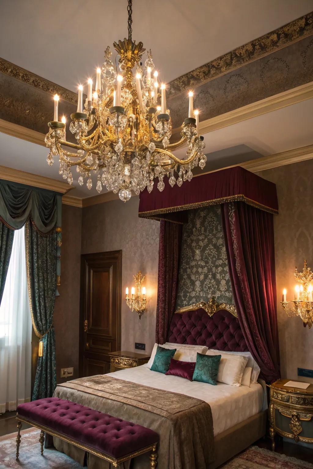 Opulent lighting enhances the luxurious aura of jewel tones.