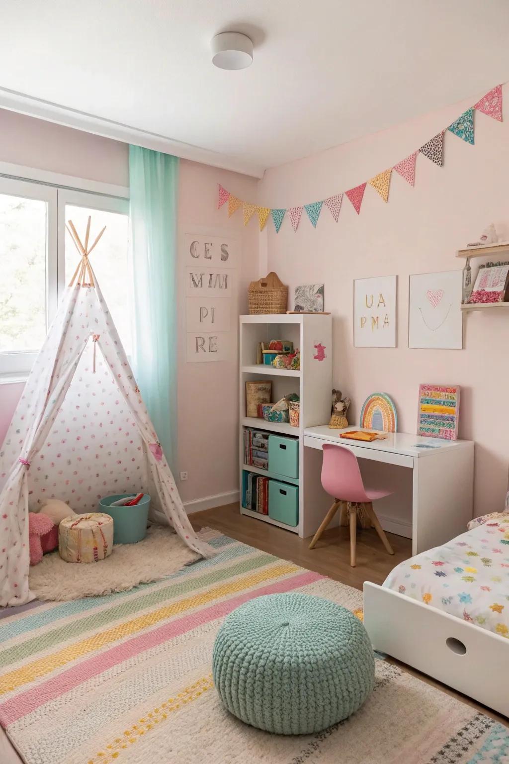 Colors that grow with the child keep the area current.