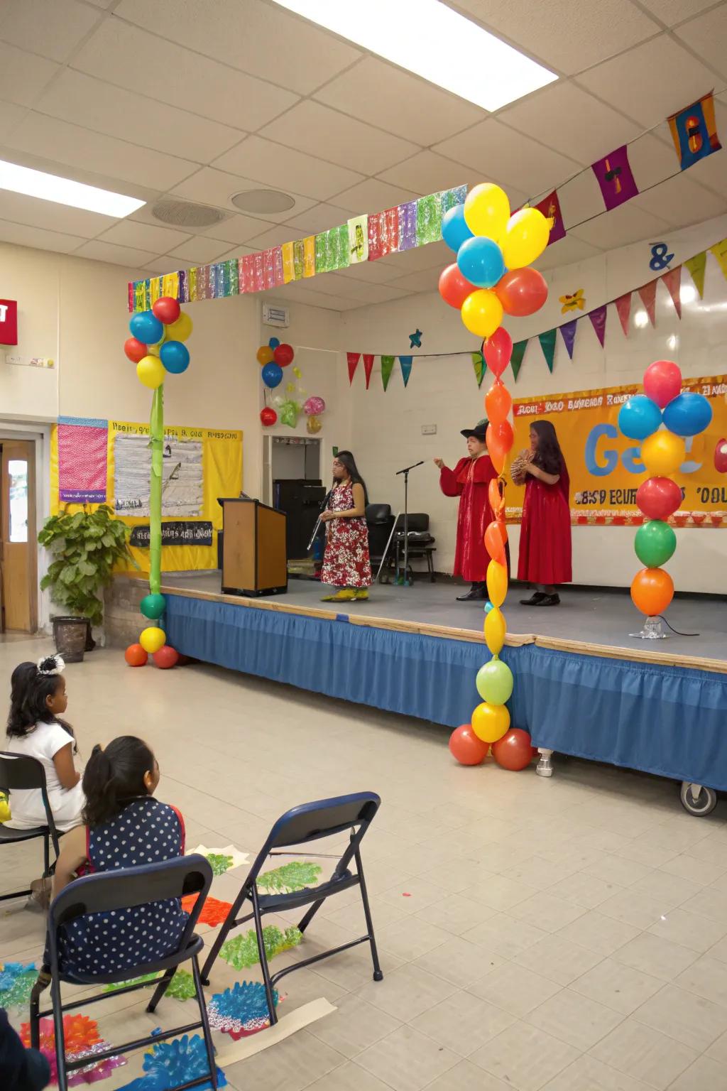 An attractive stage setup inviting small performances and photo moments.