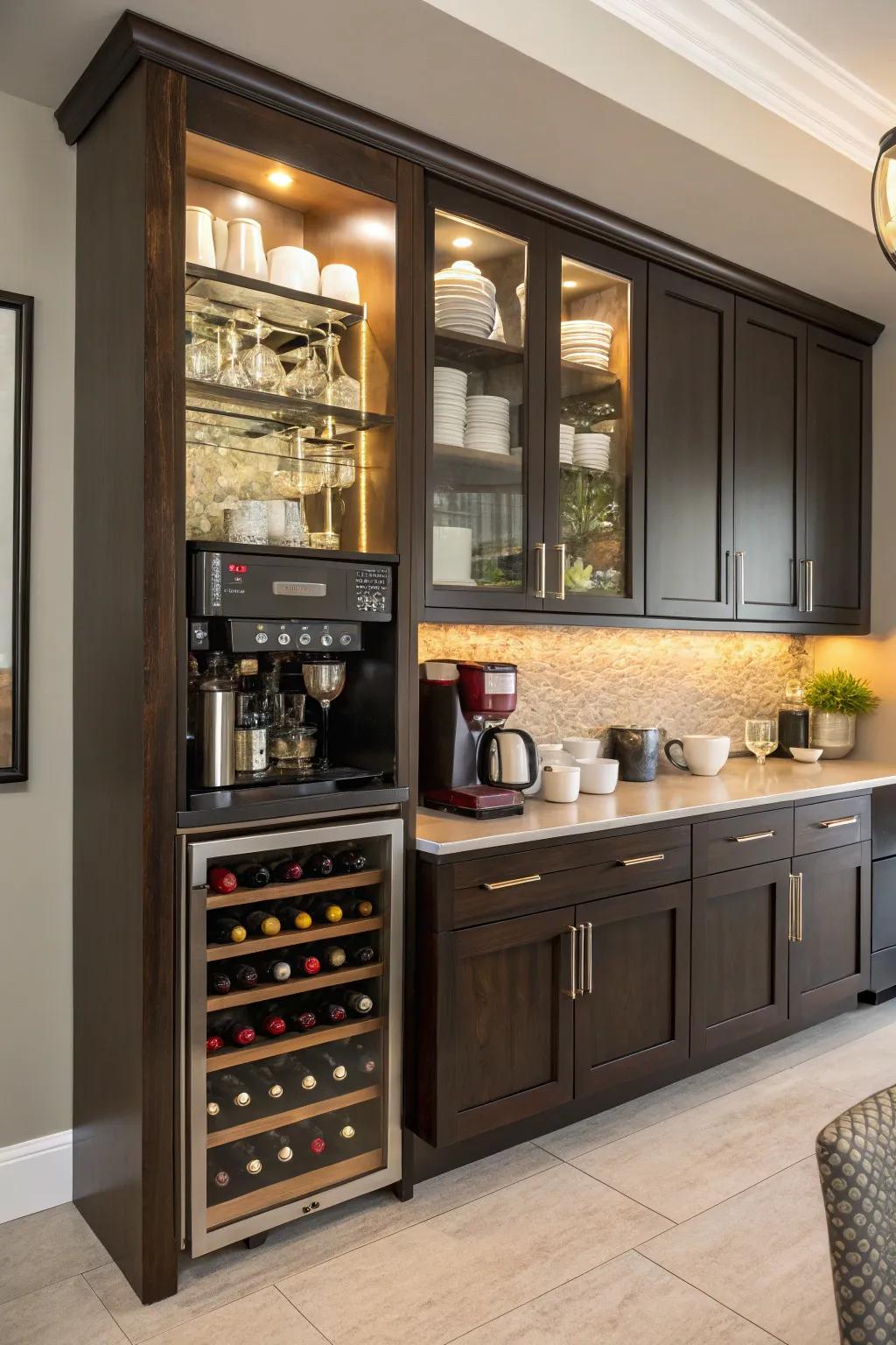 A versatile coffee bar boosts both utility and style.