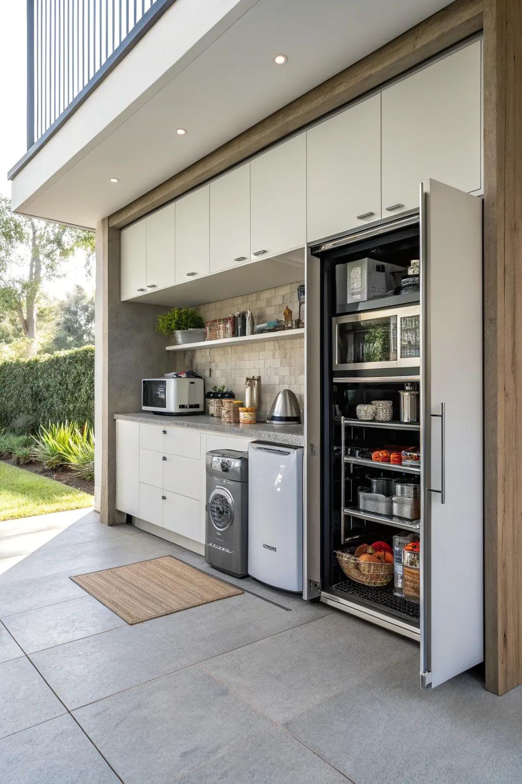 Garage door cabinets bring a modern twist to corner storage solutions.