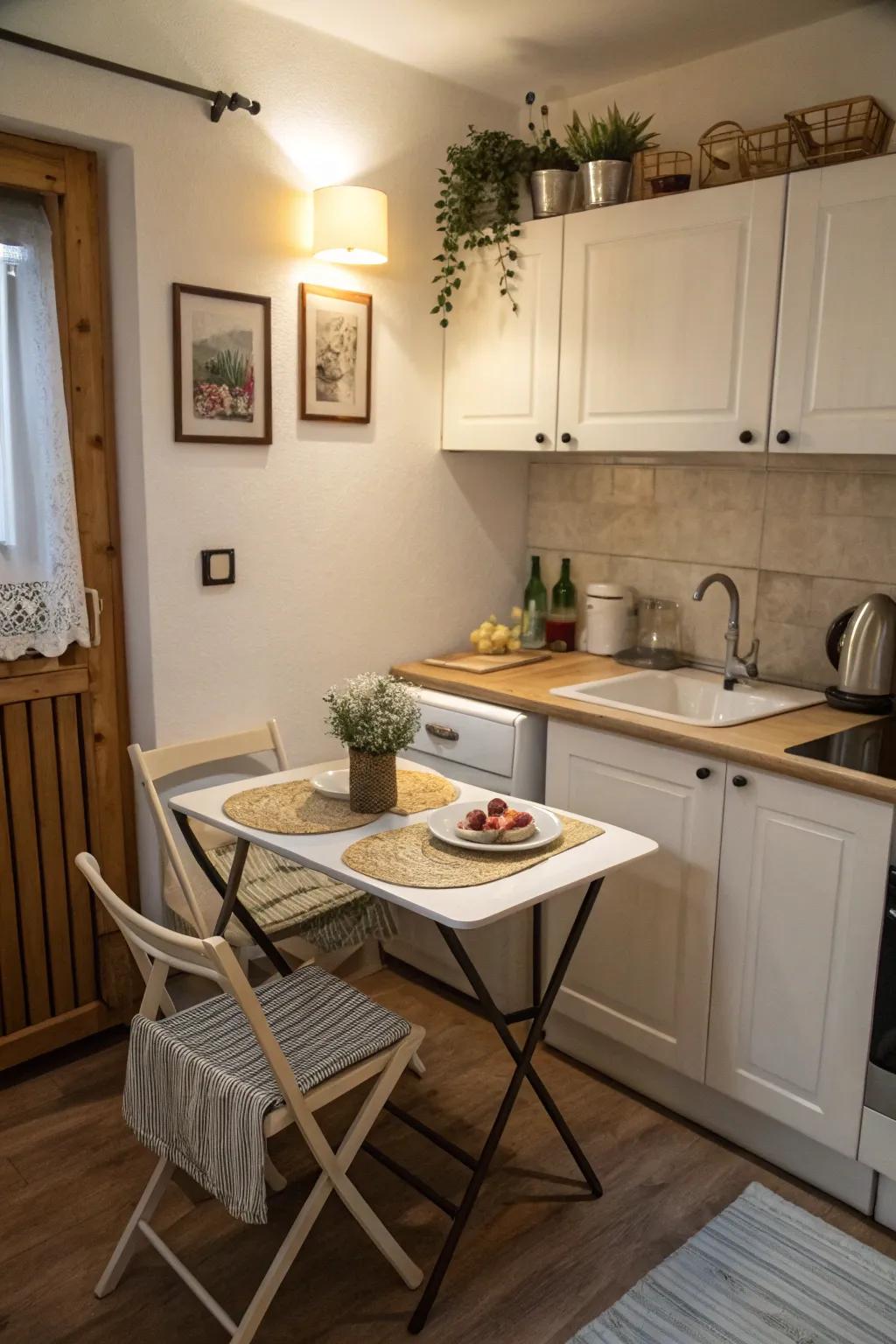 Streamlined dining options are ideal for small kitchens.