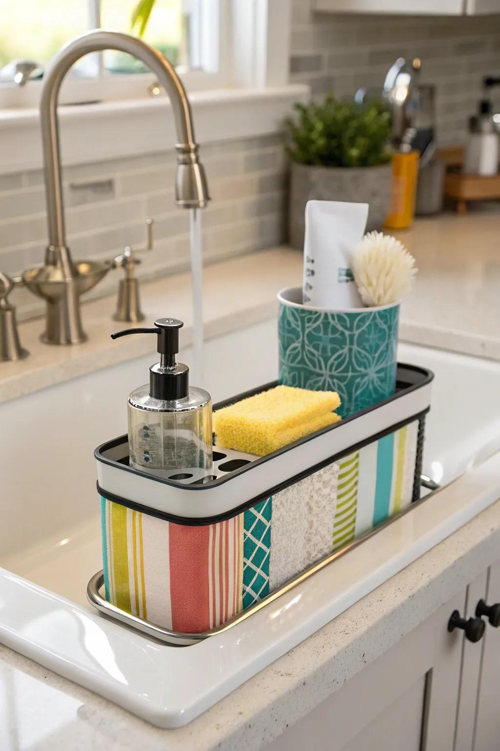Add style to your sink area with a decorative rack.