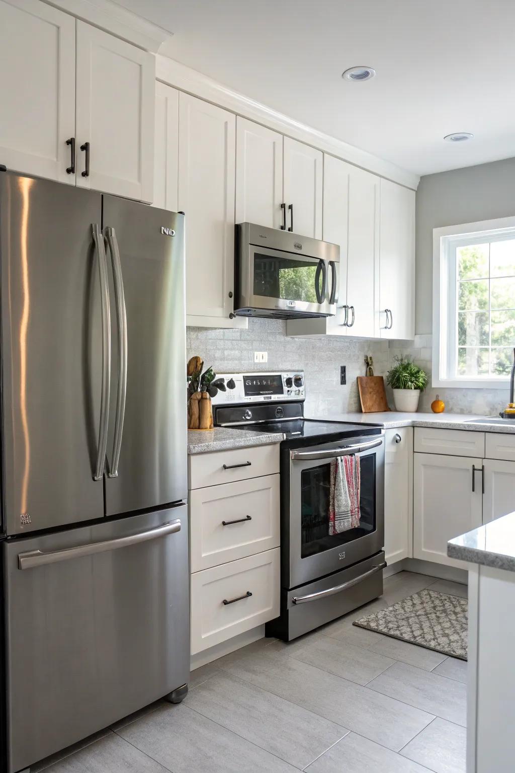 Modern appliances offer both efficiency and style to the kitchen.