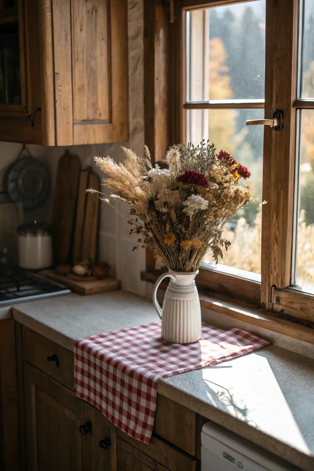 Preserved flora delivers continuing beauty and timeless charm.