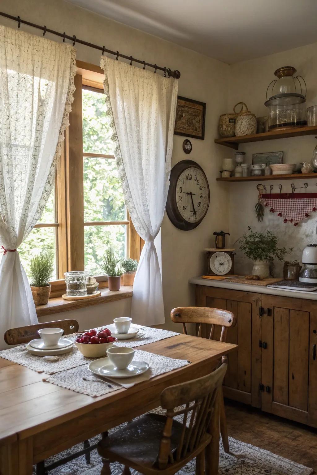 Bistro curtains infuse a hint of vintage allure into any kitchen setting.