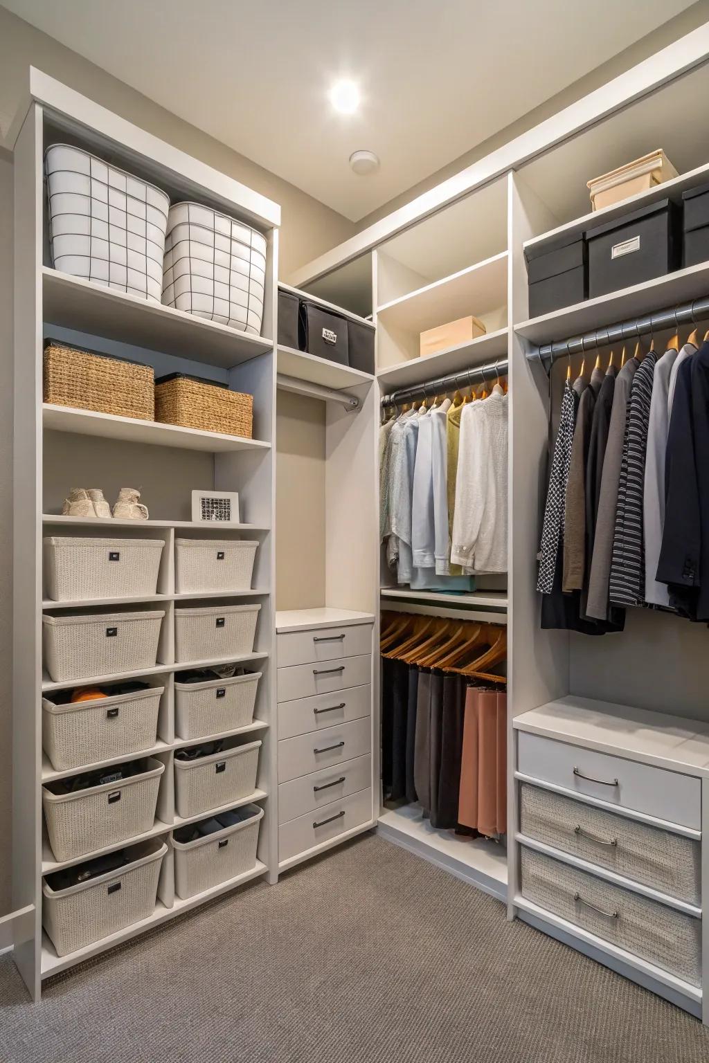 Adjustable features ensure your closet adapts to your needs.