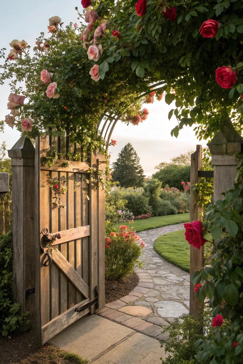 Knockout roses make stunning entryway accents.