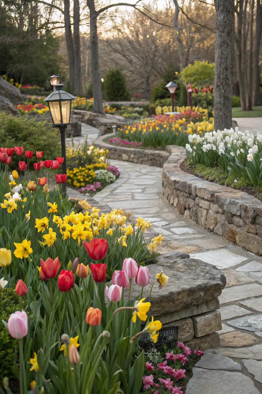 <strong>Blossom rockets</strong> and <strong>golden trumpets</strong> complemented by rustic stone features in the garden.” loading=”lazy” class=”pimg”>
	</picture><figcaption><strong>Blossom rockets</strong> and <strong>golden trumpets</strong> complemented by rustic stone features in the garden.</figcaption></figure>
<p>Improve your <strong>blossom rocket</strong> and <strong>golden trumpet</strong> plantings with stone or brick features. These highlights deliver a rustic touch and emphasize the vibrant colors of the flowers.</p>
<h3>Consider these options:</h3>
<ul class=