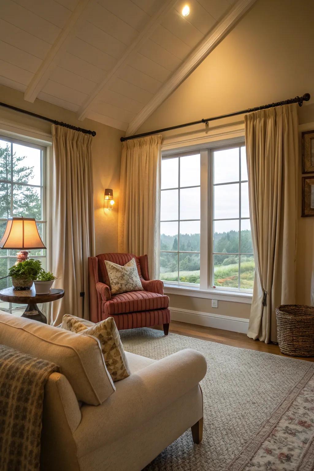 Loop curtains for an easygoing aesthetic.