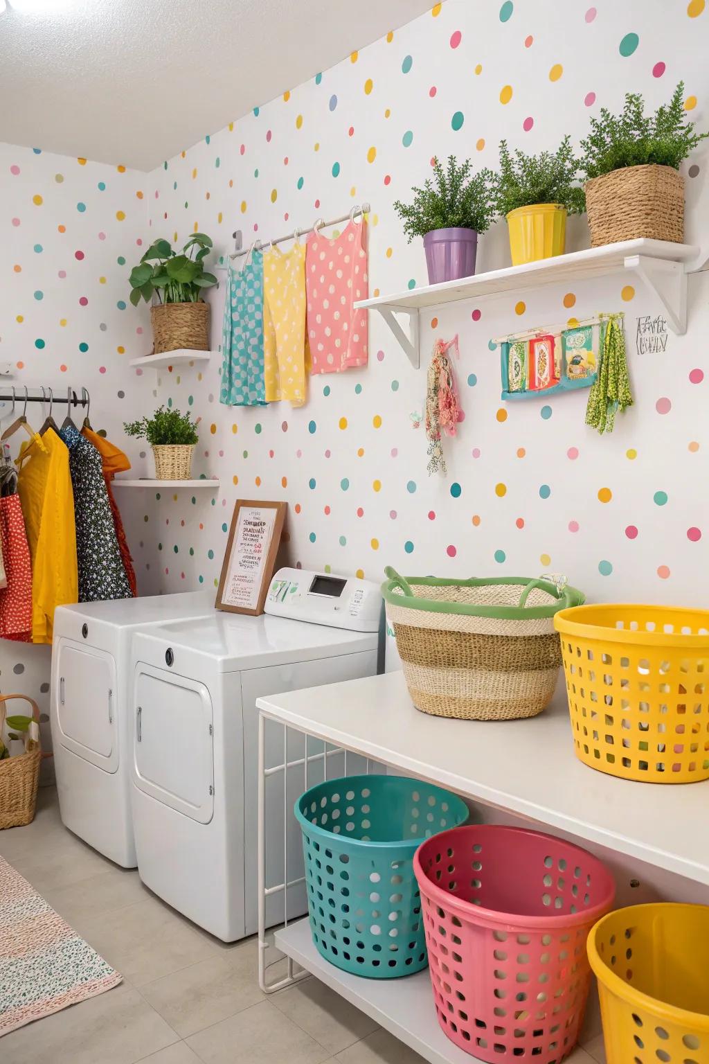 Playful patterns add personality and joy to your laundry room.