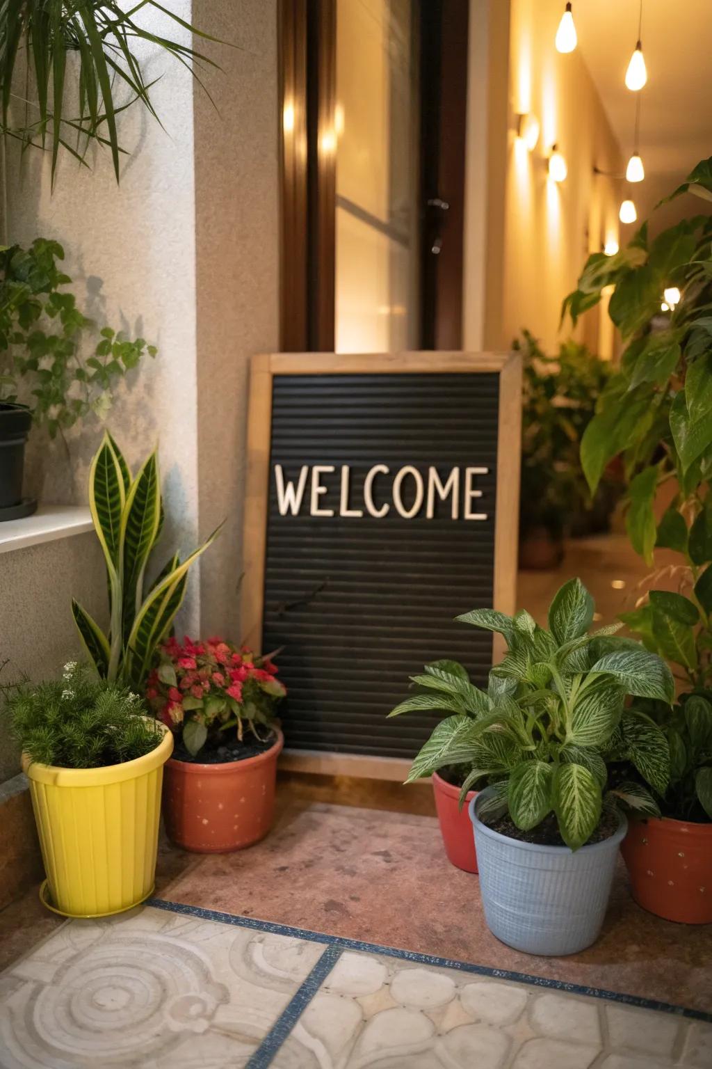 A welcoming message to greet guests as they enter your home.