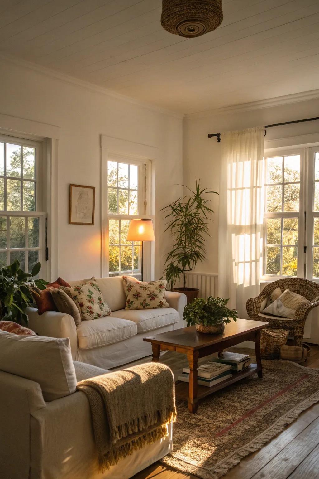 Warm off-whites for a cozy and inviting area.