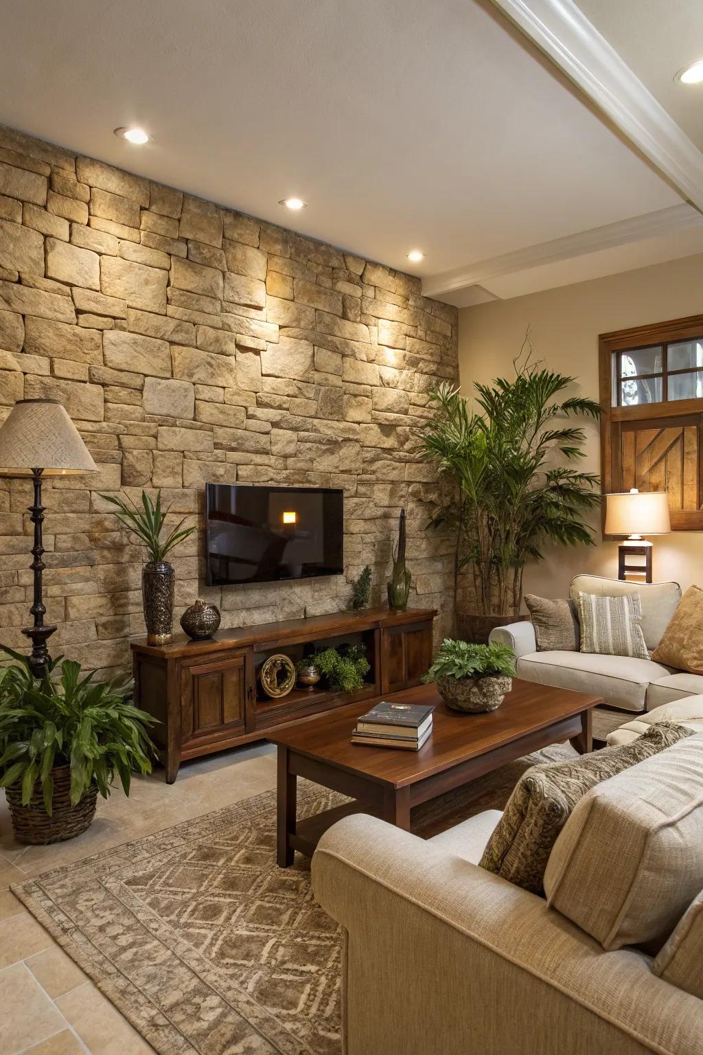 Mineral panels invite a natural element indoors.
