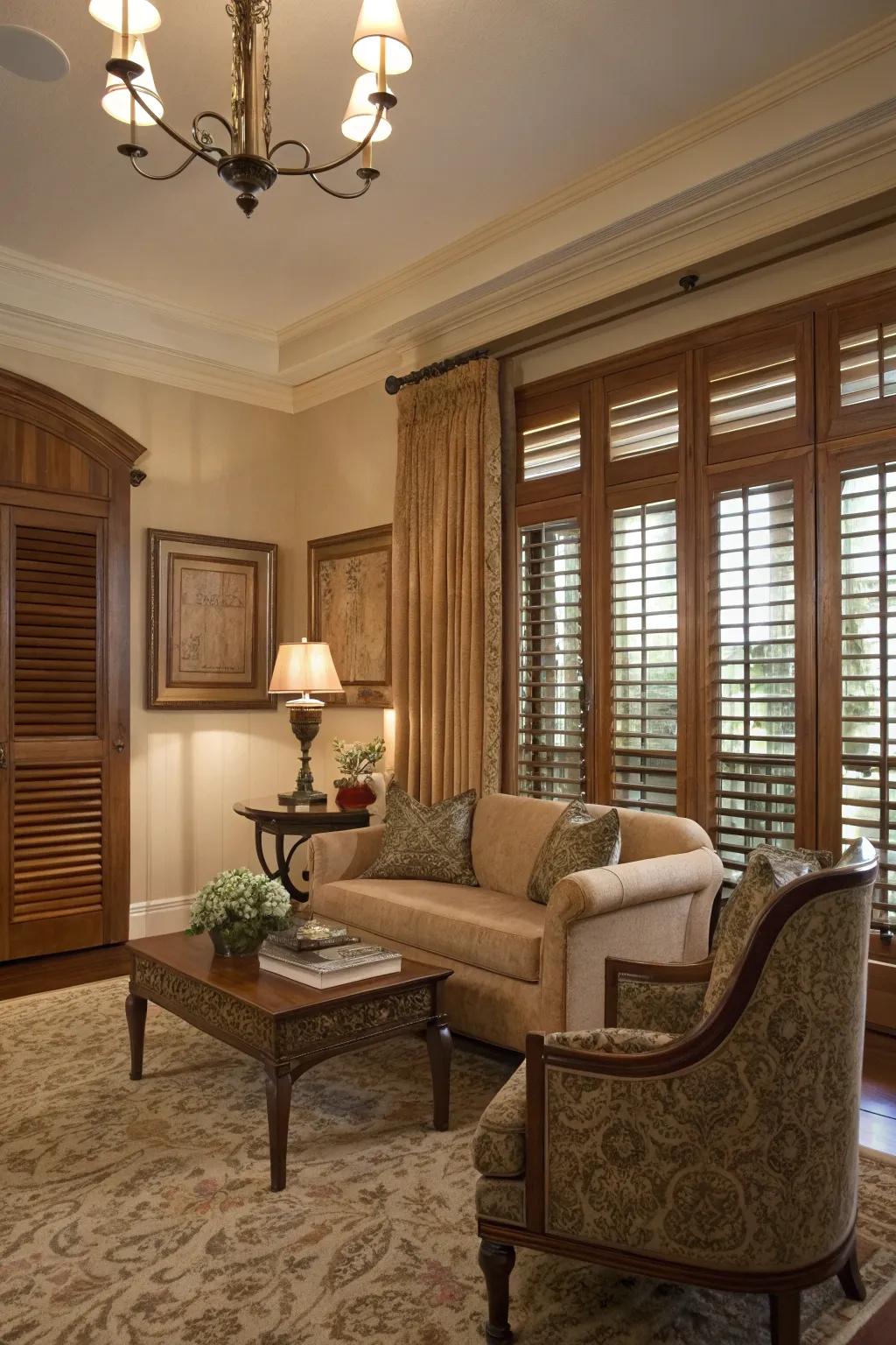 Lumber shutters deliver enduring elegance and functionality.