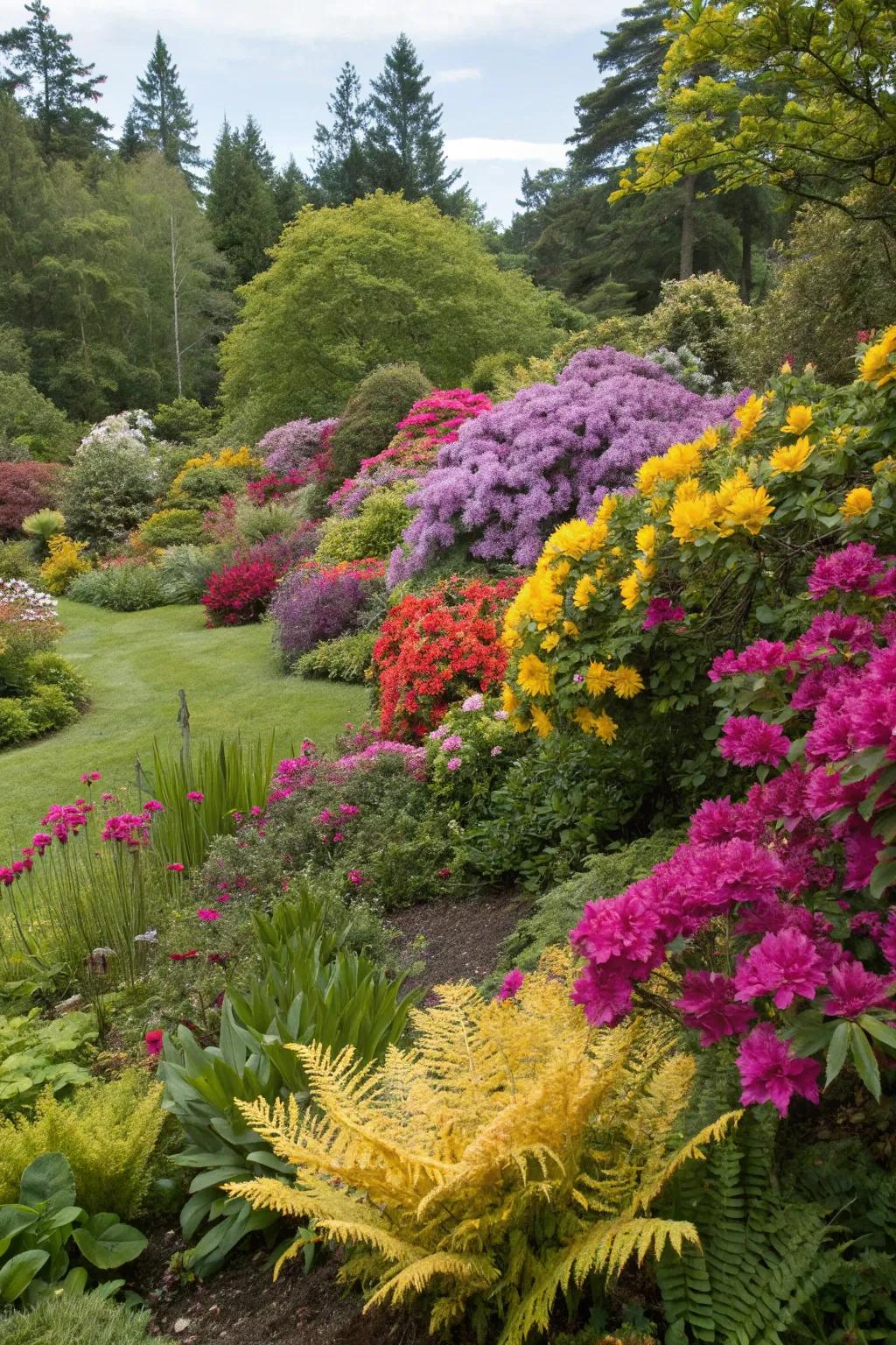 A garden alive with a blend of hues and textures that captivate the viewer.