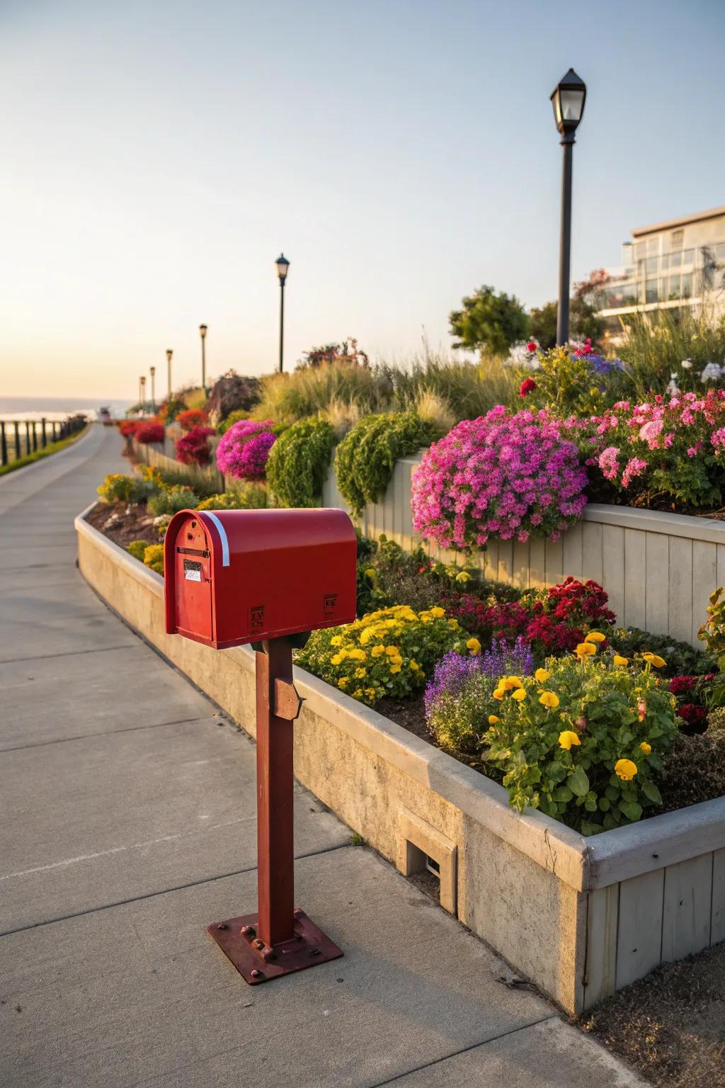Raised flower beds introduce architectural interest and heighten the visual appeal of your mailbox garden.