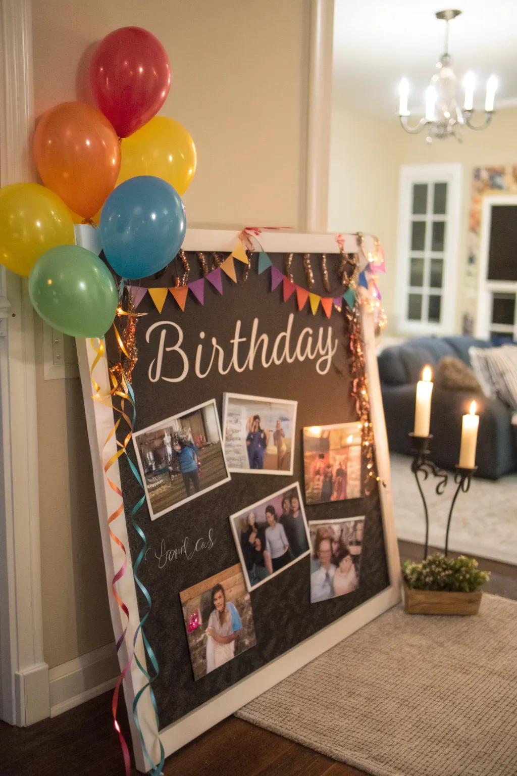 An individualized birthday display that commemorates personal moments.