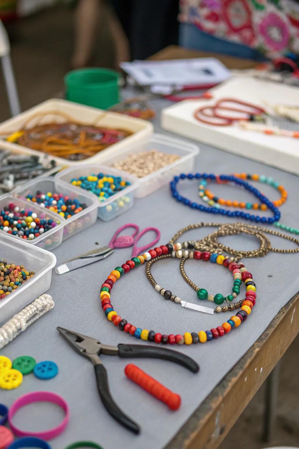 A bead-making space provides guests a creative outlet and a celebration souvenir