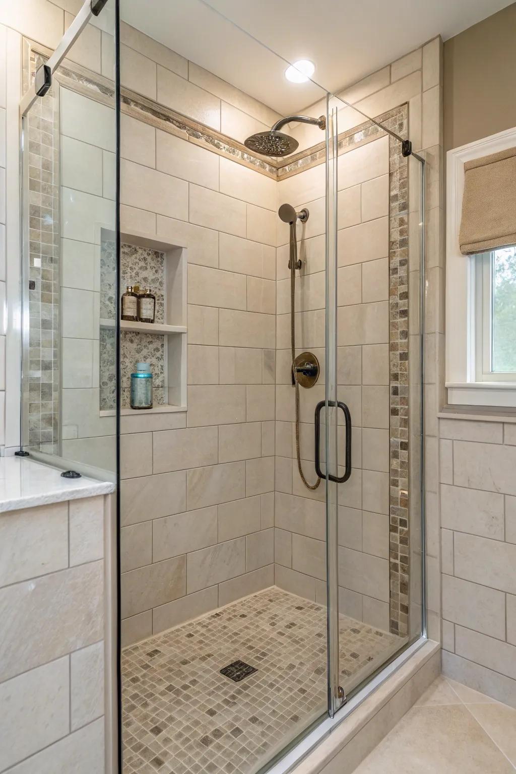Neutral tones can make your shower a peaceful retreat.